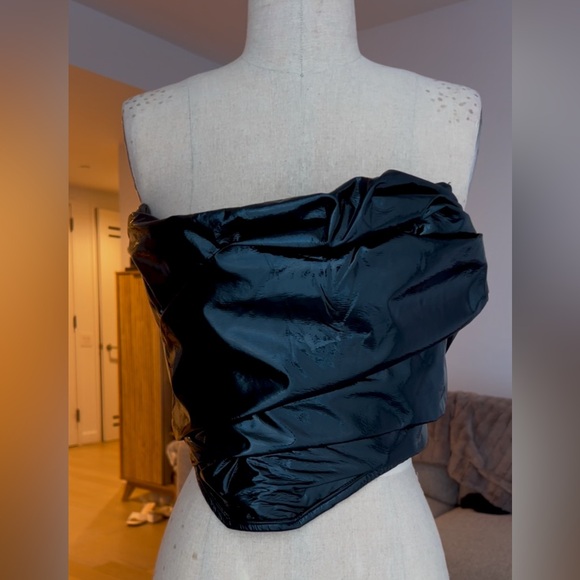 House of CB Marla Black Faux Patent Leather Boned Corset Top 🤍 - Picture 1 of 4